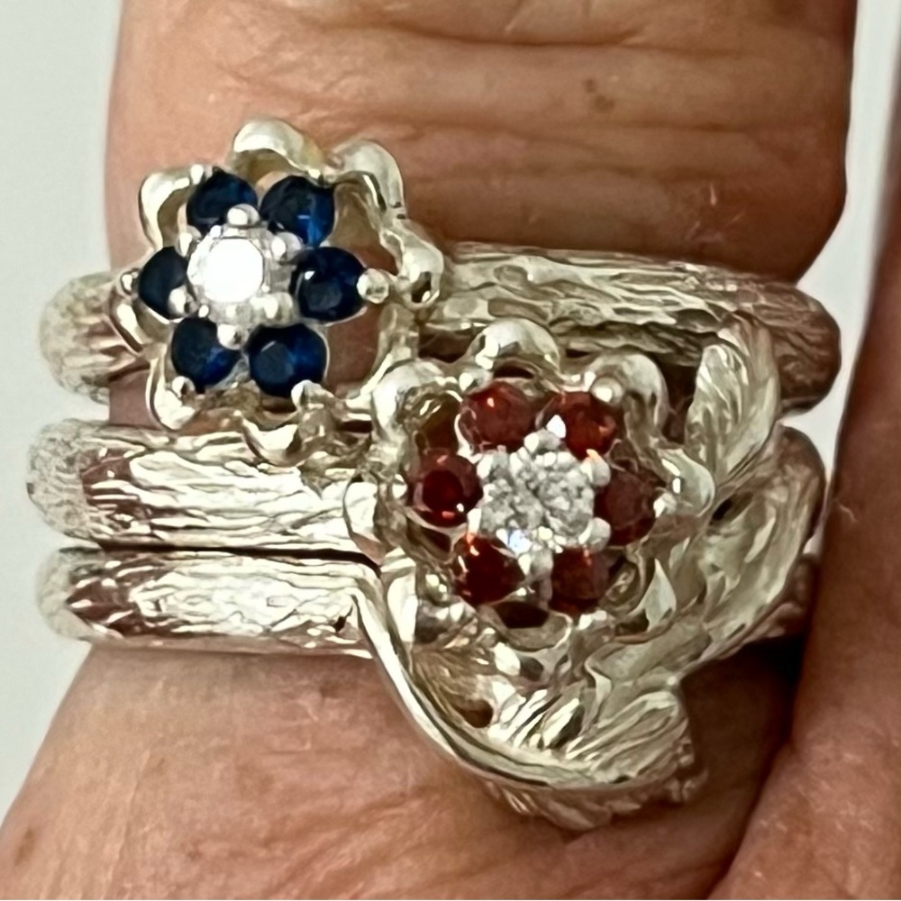 Birthstone Tulip Rings & Leaf Wrap